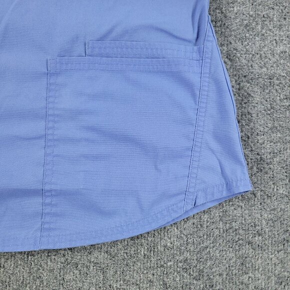 Scrubstar Scrub Top Shirt Women's Small Blue V-Neck Short Sleeve Pocket Uniform - Picture 5 of 13